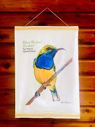 Erin Frizelle - Organic Cotton Sunbird Tea Towel White