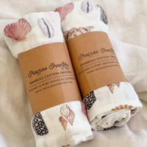 Treasure Inventory Shell Swaddle Bamboo & Cotton Designed In Port Douglas FNQ Made In Australia