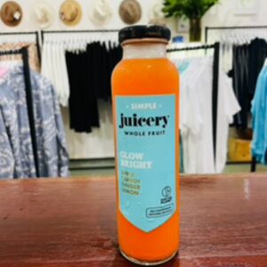 Simple Juicery Whole Fruit Glow Bright 325ml Apple Carrot Ginger Lemon No Concentrate Nothing Artifical Australian Made