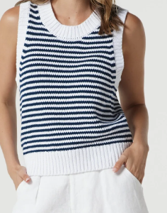 Goondiwindi Cotton - Ripple Cotton Knit Vest - Dark Navy