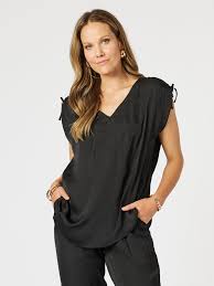 Hammock and Vine Traveller Lux Ruche V-neck Top - Black