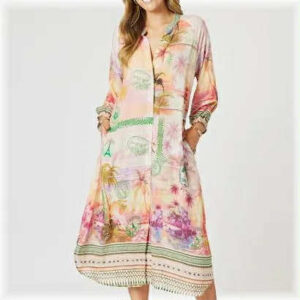 Hammock and Vine Passport Print Dress - Sunset Multi
