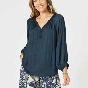 Hammock and Vine - Navy Lux Plait Top