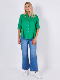Monaco Jeans - Adele Linen Shirt Green