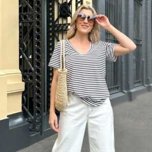 Monaco Jeans - Sunny Short Sleeve Tee Black Stripe