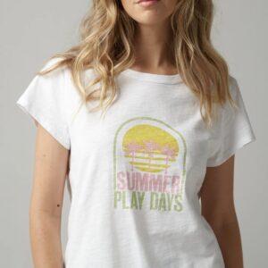 cloth + paper + scissors - Cotton Summer Play Days Tee - White/Pink Touch
