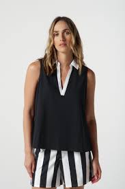 Goondiwindi Cotton - Reef Cotton Contrast Sleeveless Polo - Dark Navy
